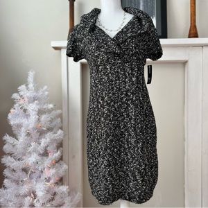 New Directions | Petite Medium Black Heathered Sweater Knit Dress Short Sleeve
